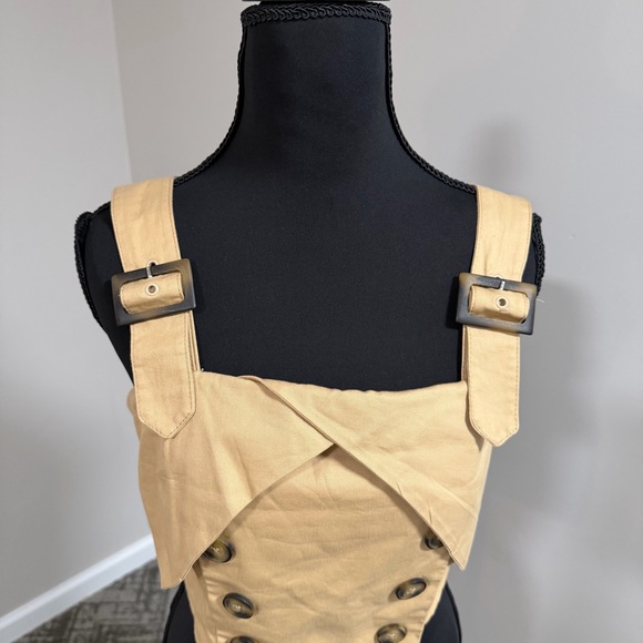 Anthropologie Eva Franco Trench Buttoned Blouse with Straps NWT - Picture 5 of 11